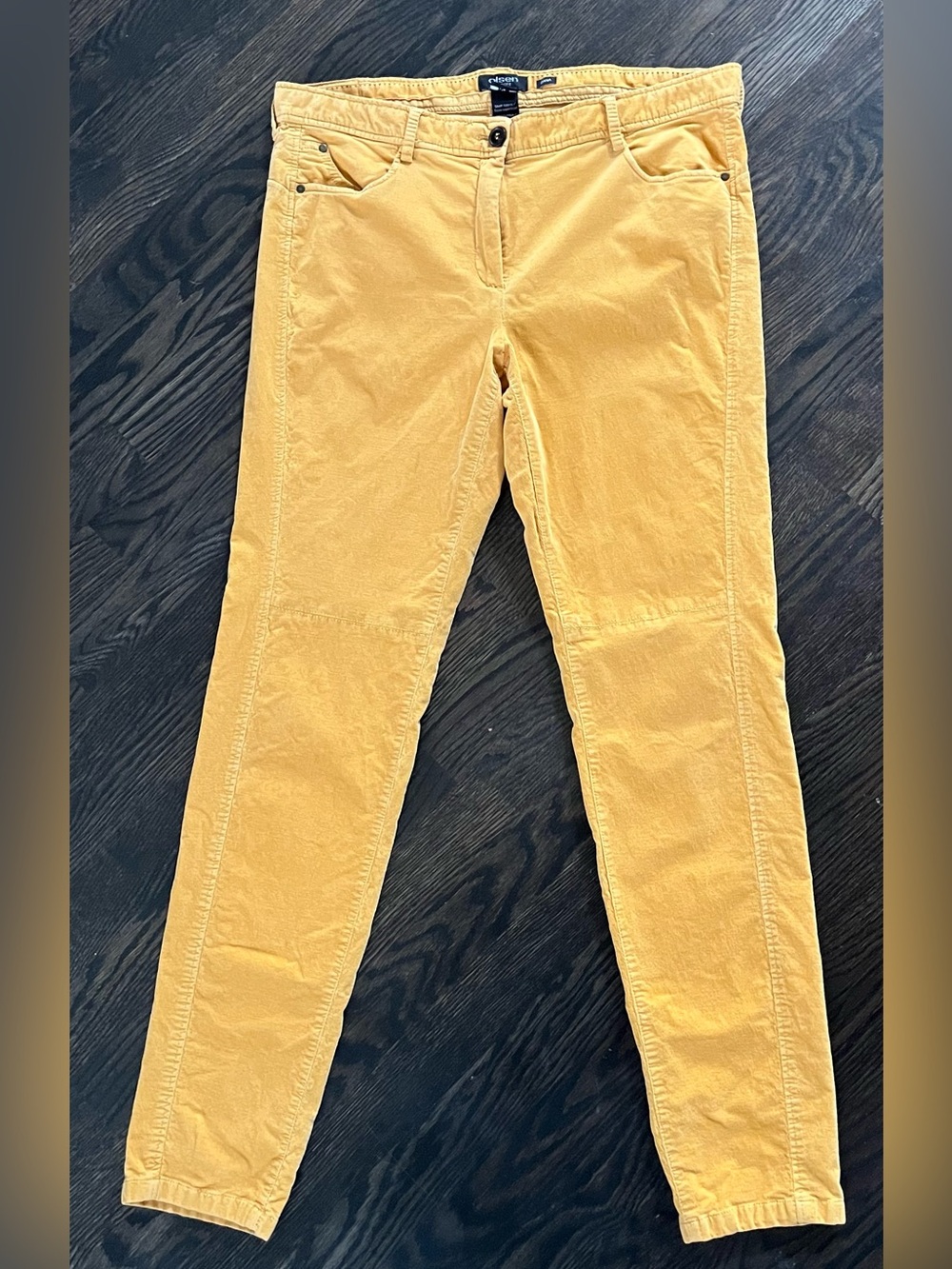 Olsen Europe Dana Mustard Fine-Wale Corduroy Cotton Pants Straight Leg Size M/10